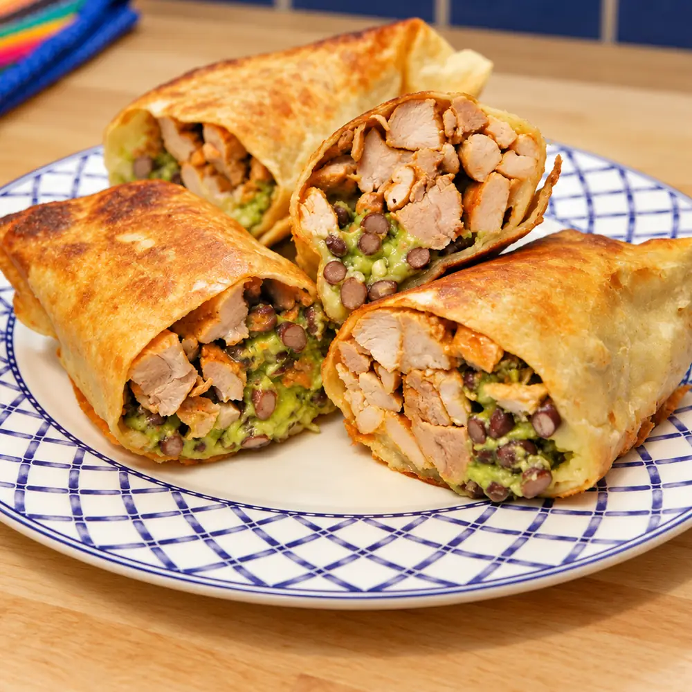 chicken chimichangas, finished dish