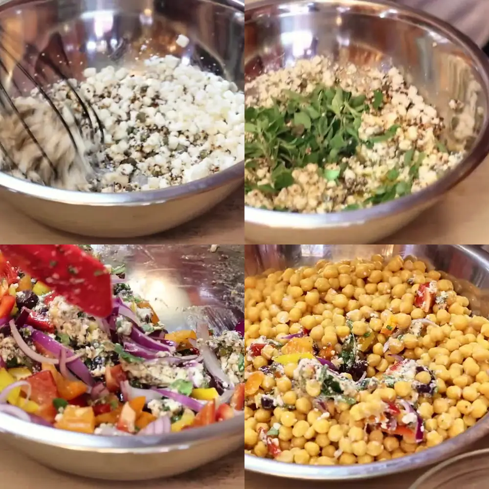 chickpea onion feta salad, ingredients