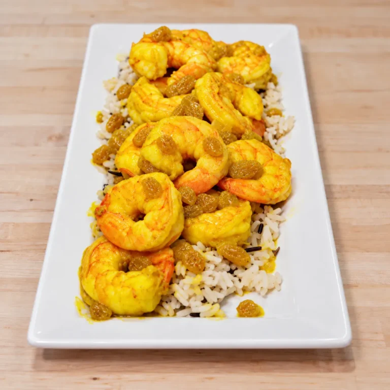 Coconut Curry Shrimp with Golden Raisins and Rice