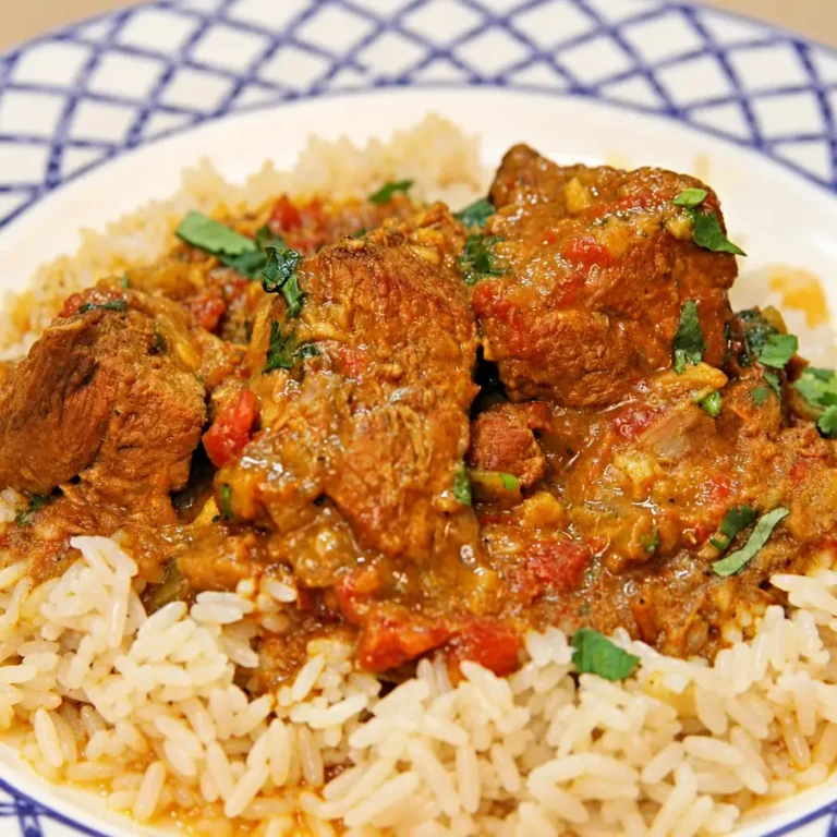 Coconut Milk Lamb Curry with Raisin Rice