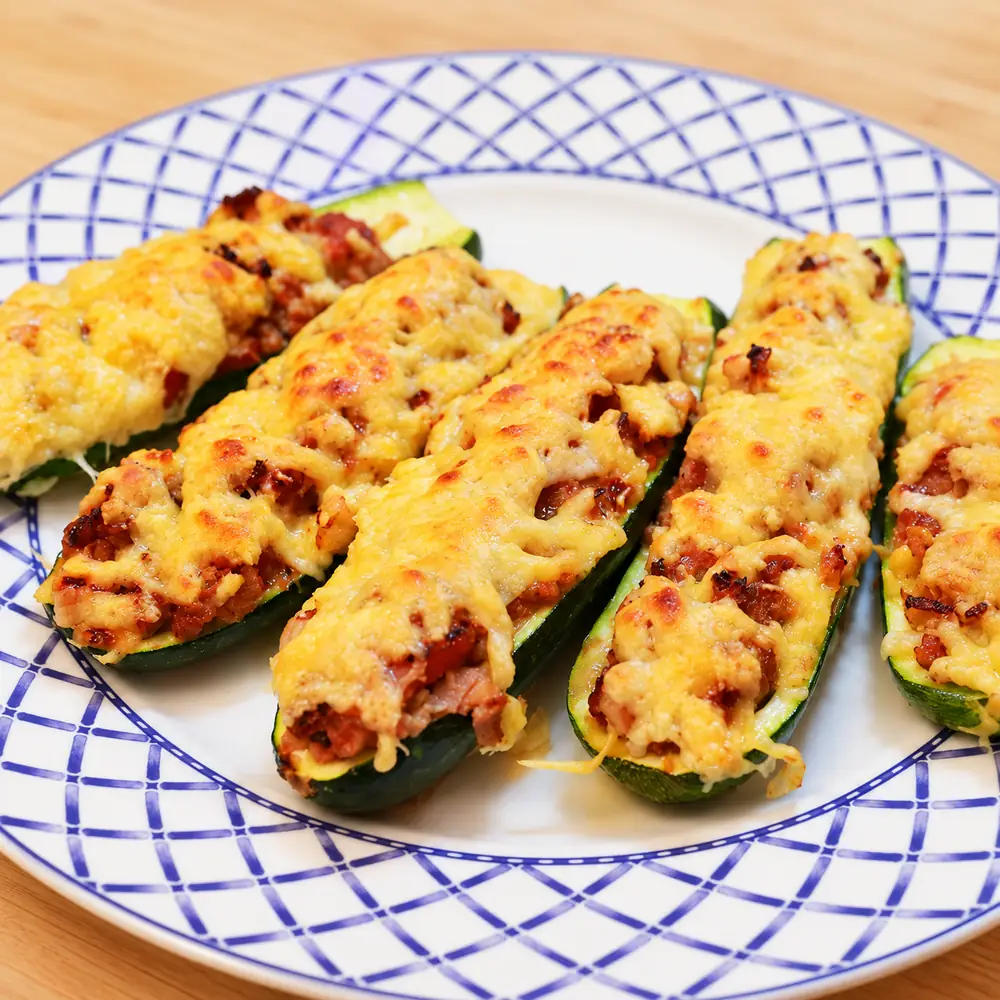 Courgettes farcies au boeuf et gratinées au fromage
