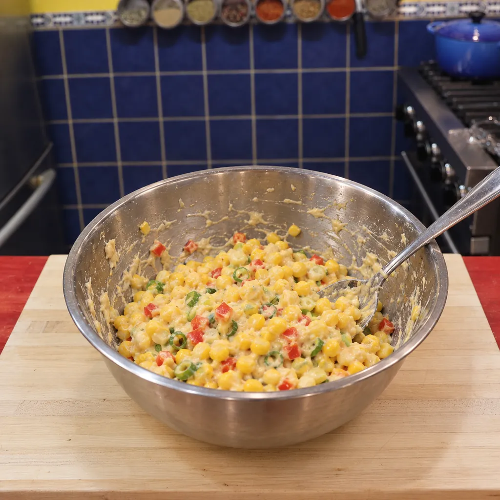 crispy corn fritters, step 1