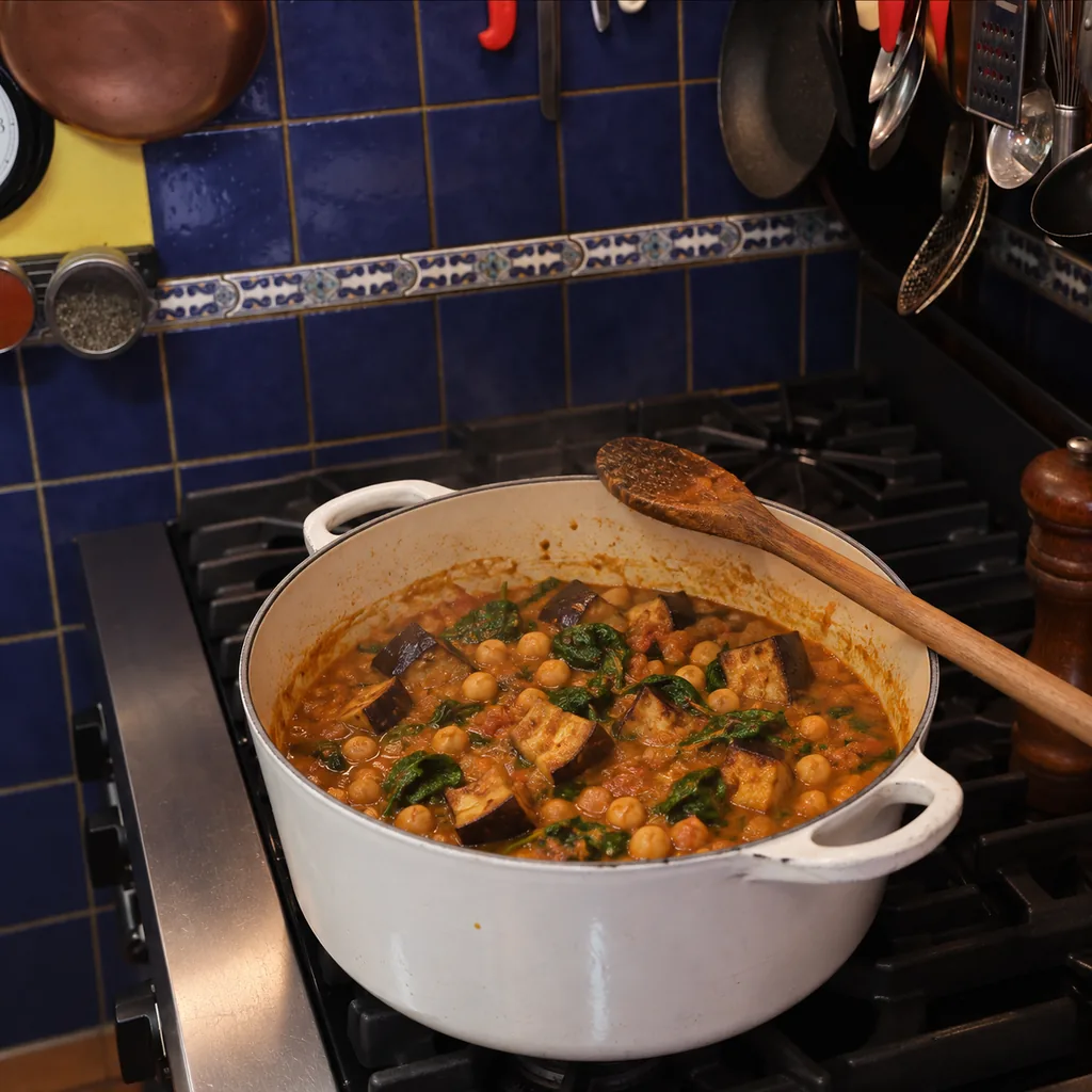 curry aubergines roties pois chiches, étape 2