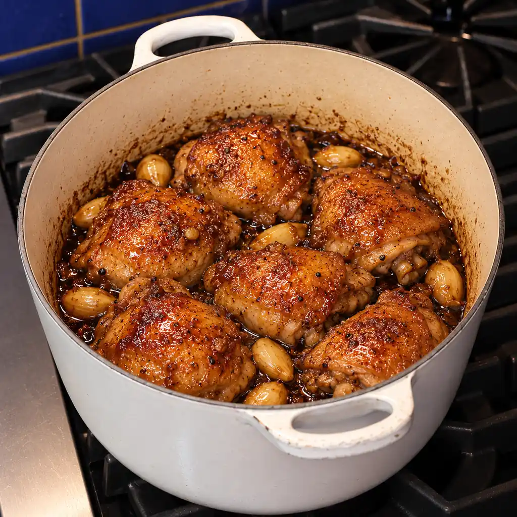 filipino chicken adobo, finished dish