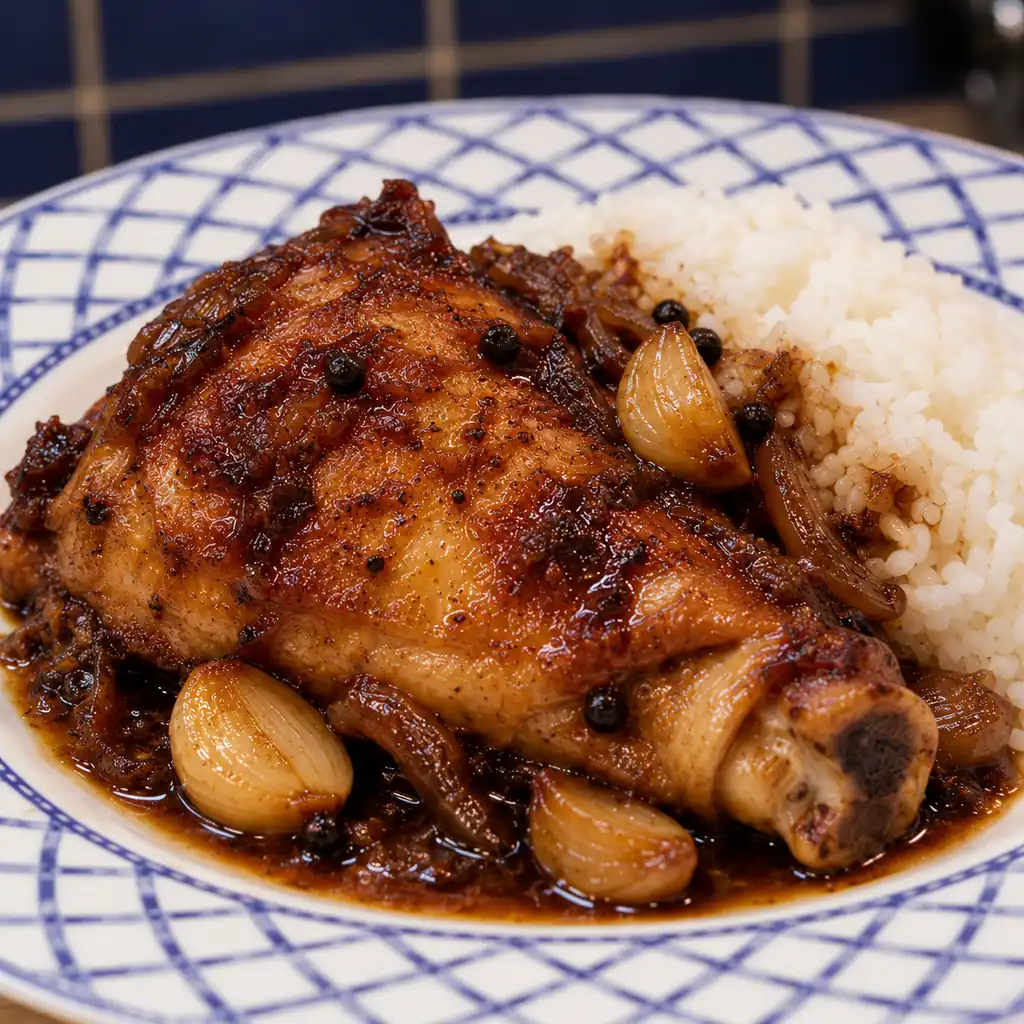 filipino chicken adobo, finished dish