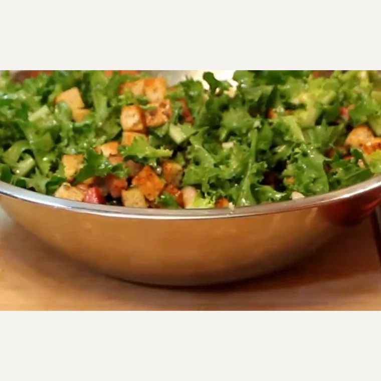 frisee salad bacon garlic croutons, step 4