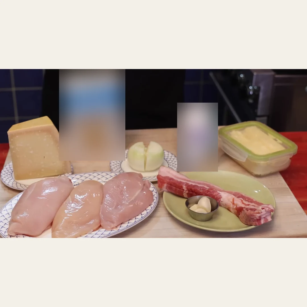 fusilli cremeux poulet bacon parmesan, ingredients