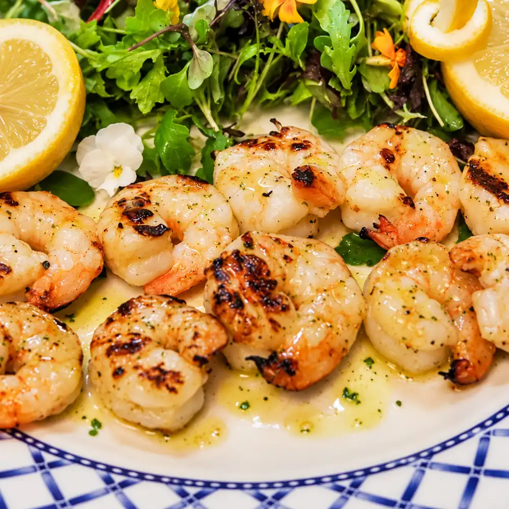 greek shrimp skewers lemon oregano, finished dish
