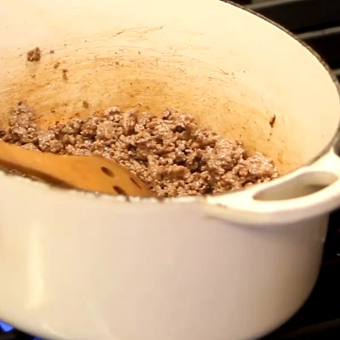 ground beef barley fennel soup, step 1