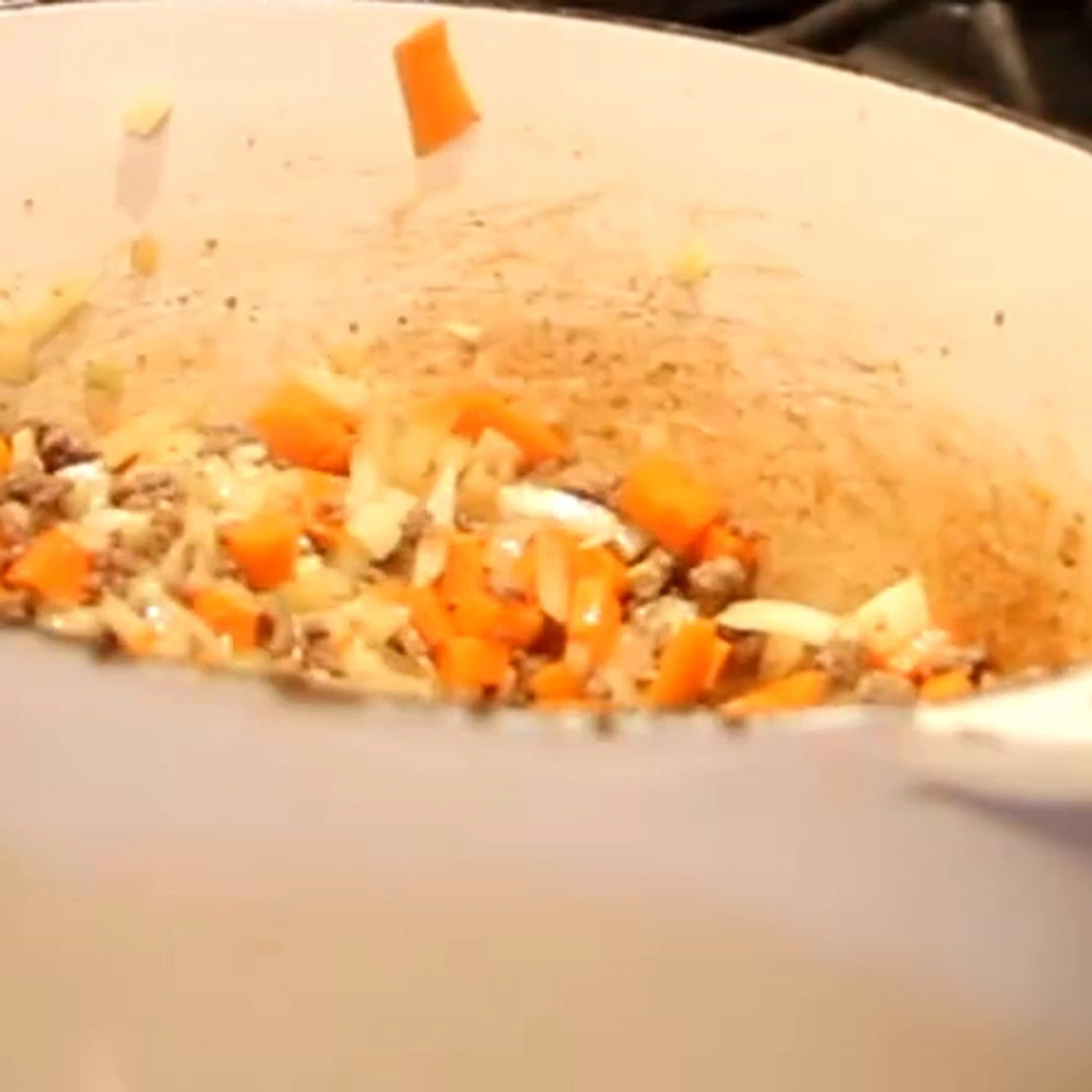 ground beef barley fennel soup, step 2