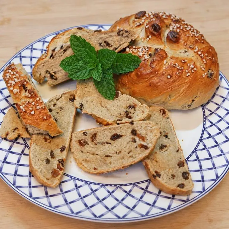 Homemade Cinnamon Raisin Bread with Coarse Sugar