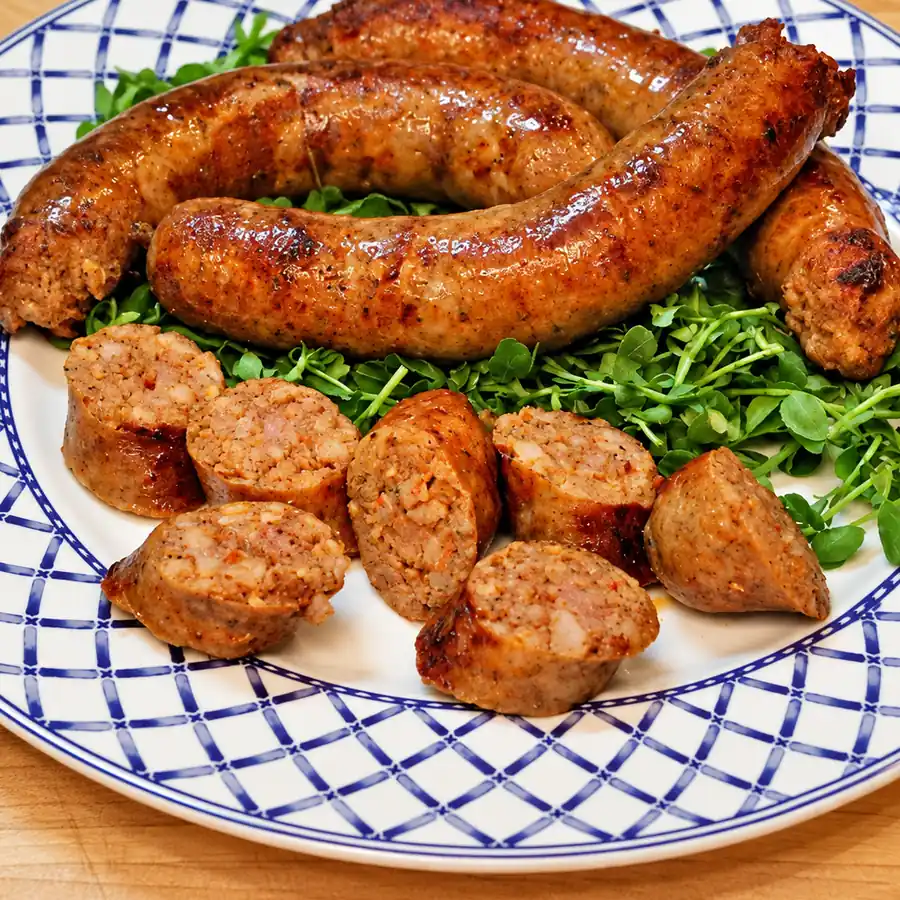 homemade fresh chorizo sausages, finished dish