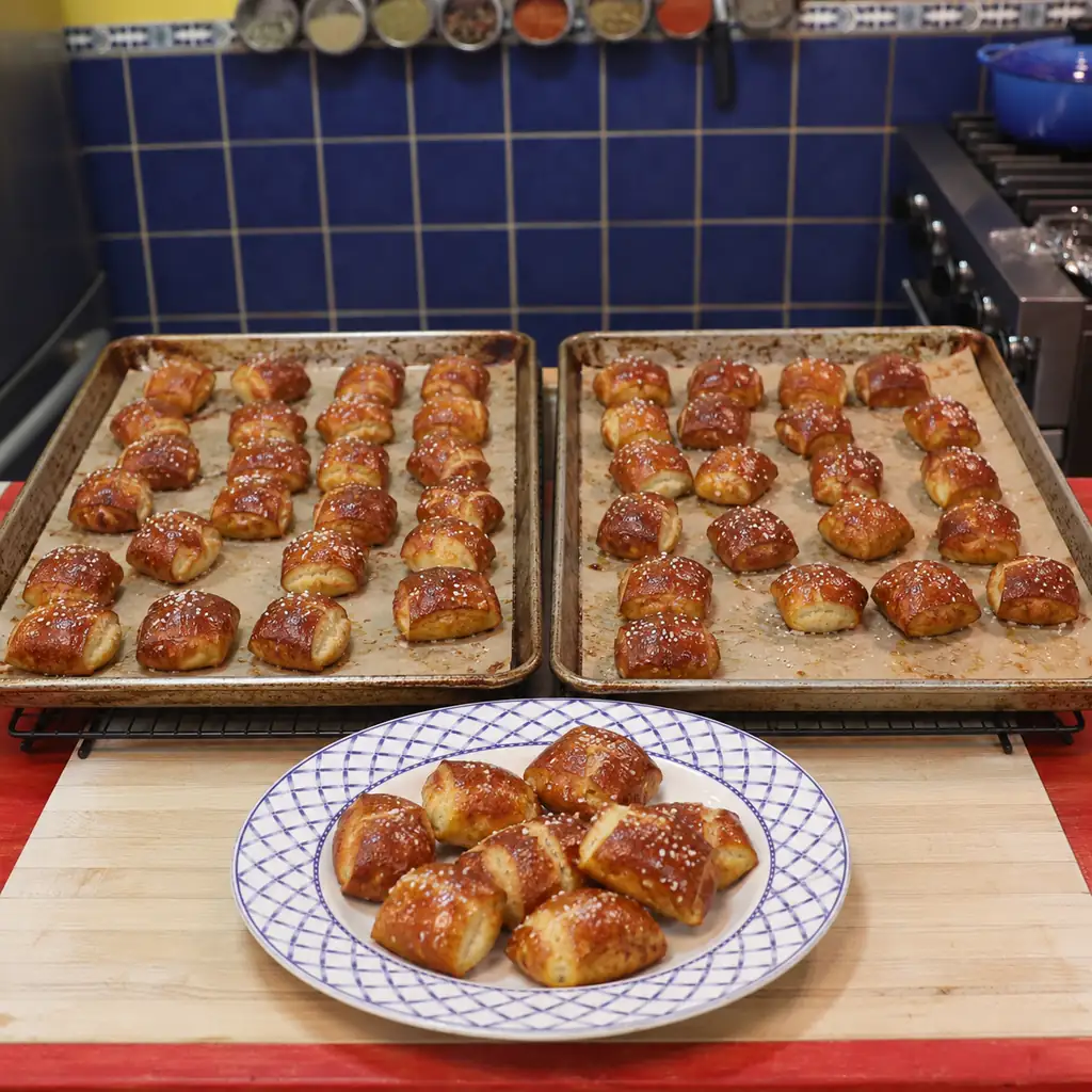 homemade soft pretzel bites, finished dish