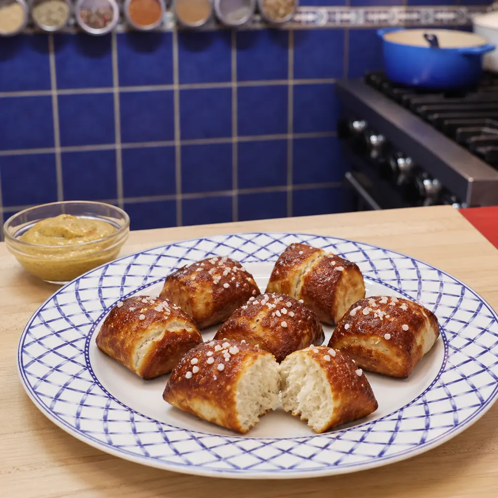 homemade soft pretzel bites, finished dish