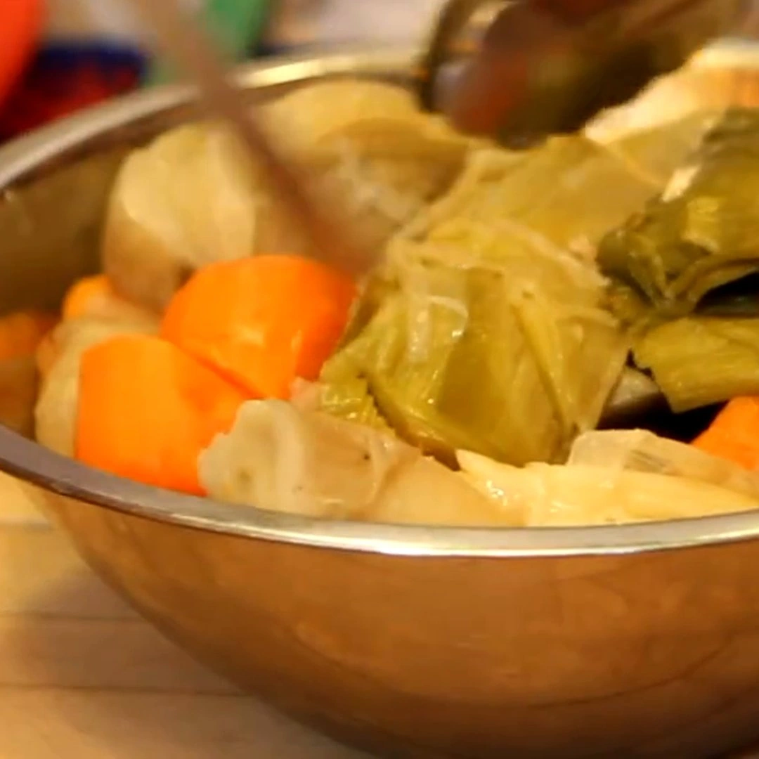 leftover stock vegetable soup, step 1