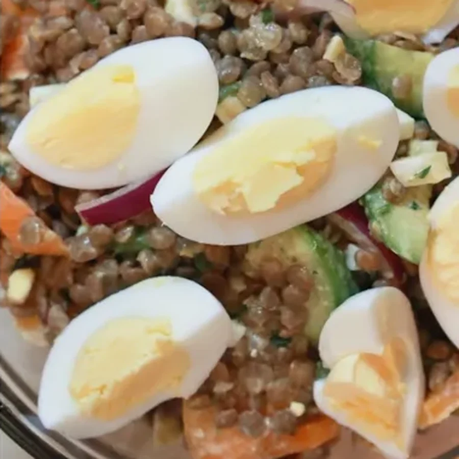 lentil egg salad, finished dish