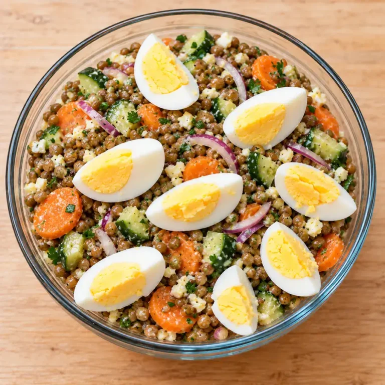 Lentil and Egg Salad with Lemon Mustard Dressing