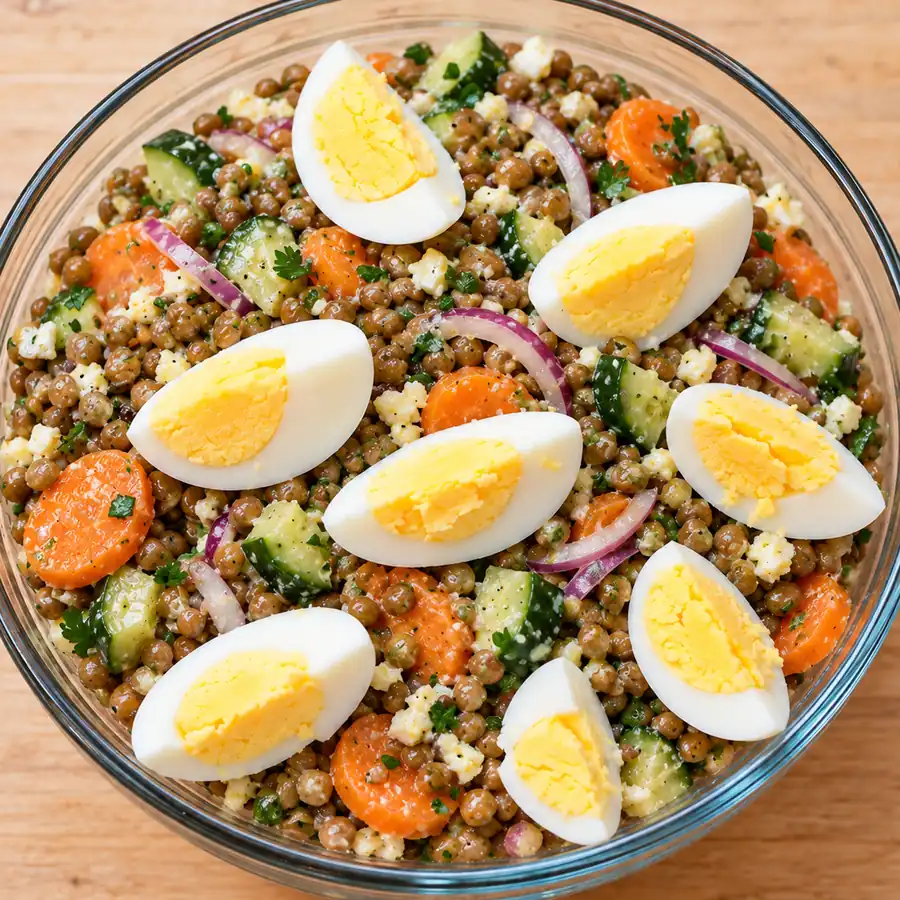 lentil egg salad, finished dish