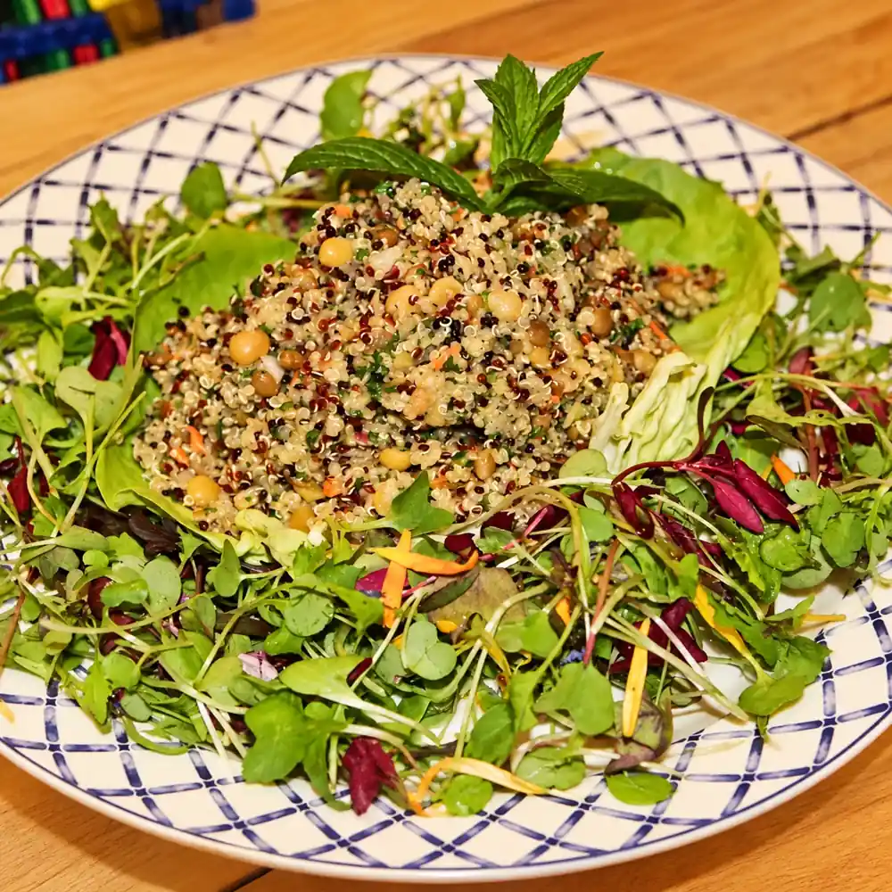 lentil quinoa salad lemon dijon, finished dish