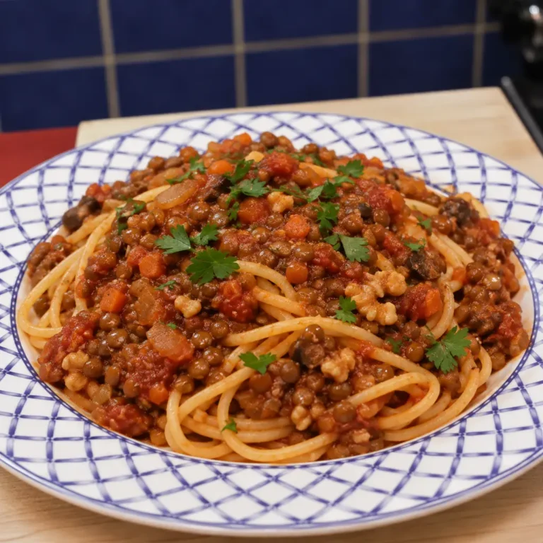 Lentil Walnut Bolognese with Mushrooms