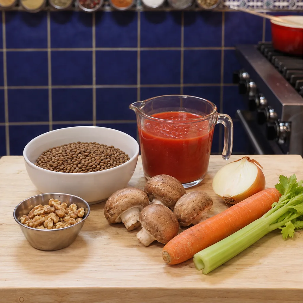 lentil walnut bolognese, ingredients