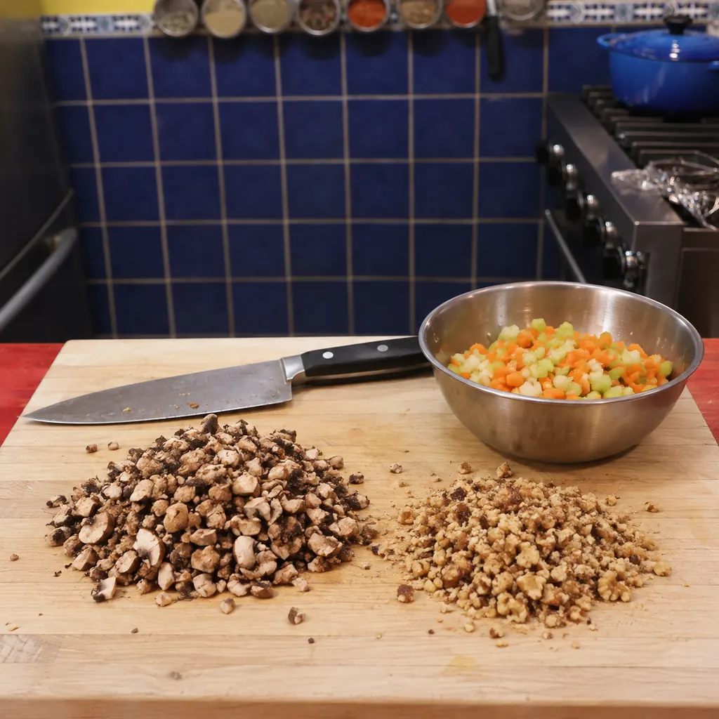 lentil walnut bolognese, step 1