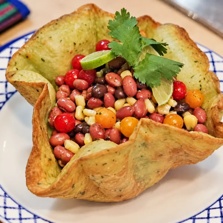 Mexican Bean and Corn Salad in Crispy Tortilla Bowls