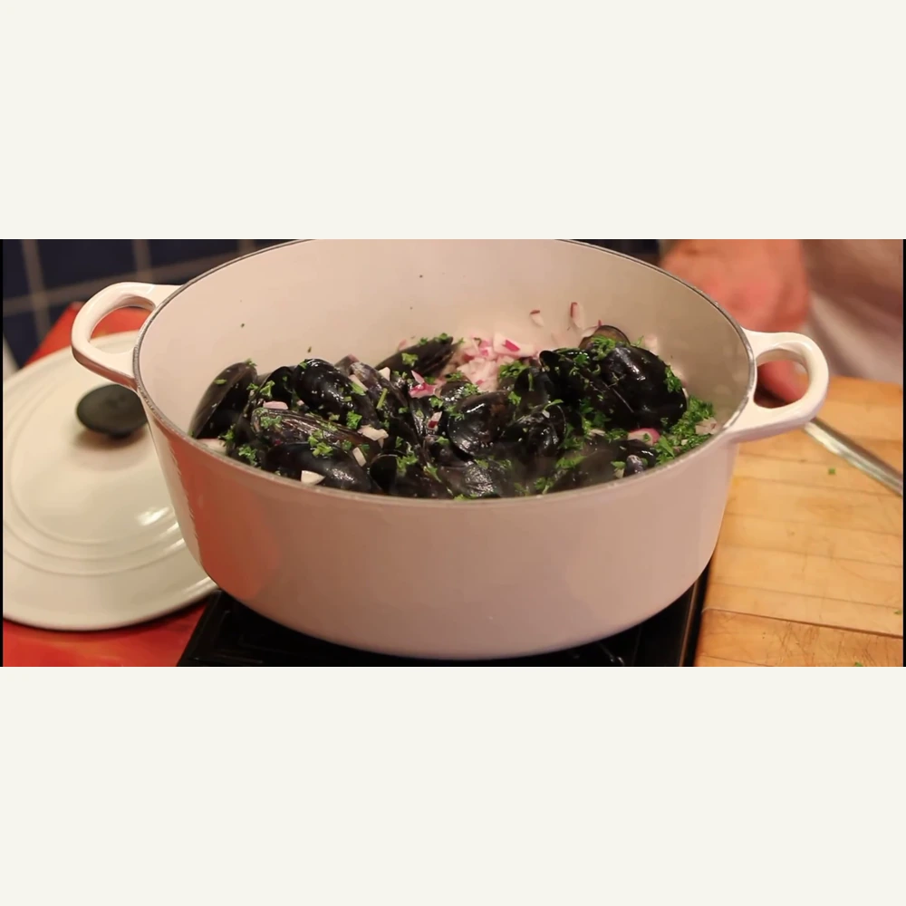 moules a la creme et au fromage bleu cuisson rapide en cocotte, étape 5