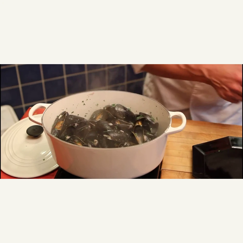 moules a la creme et au fromage bleu cuisson rapide en cocotte, étape 6