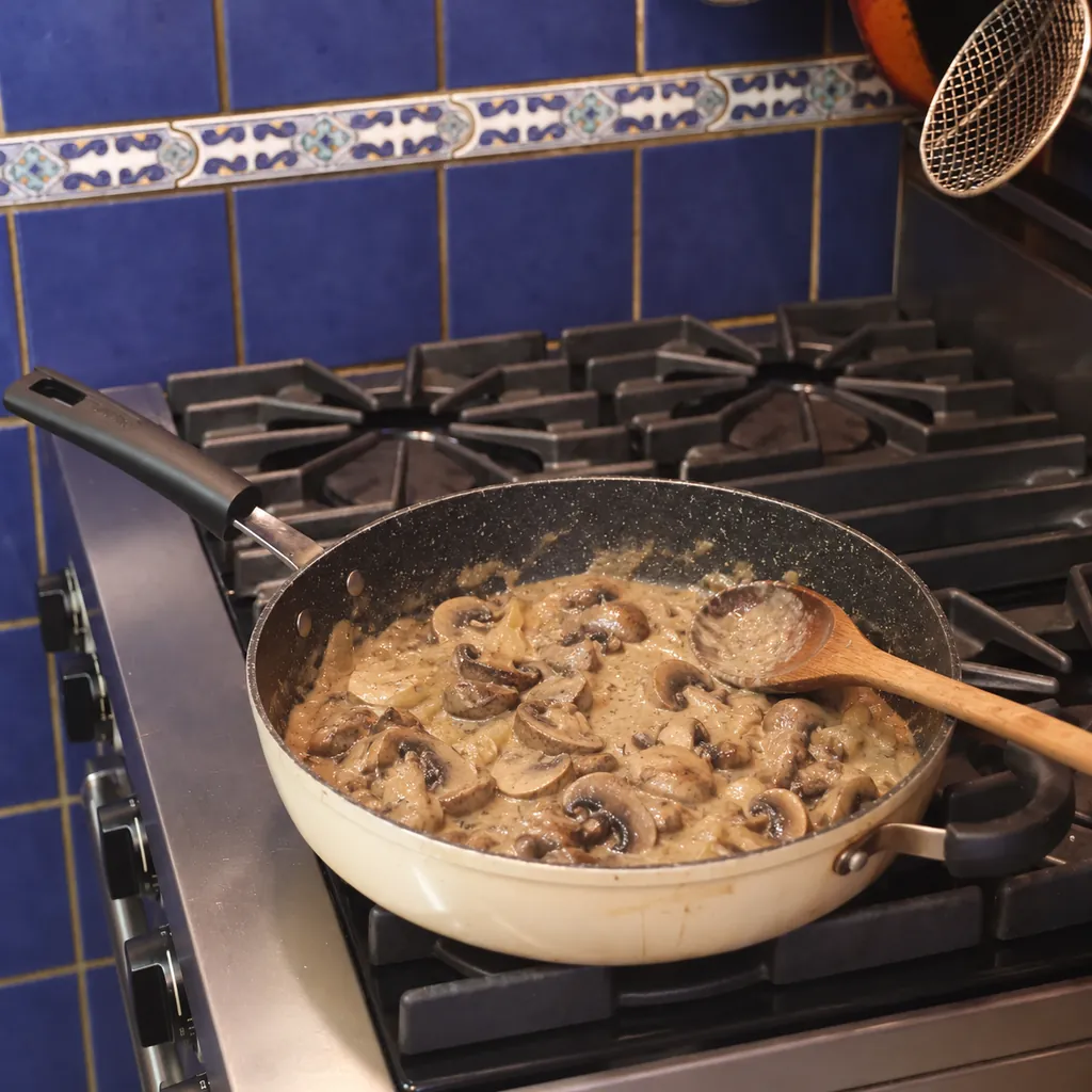 mushroom stroganoff, step 2