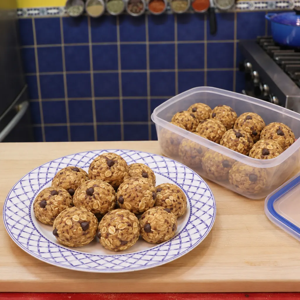 no bake peanut butter oat energy balls, finished dish