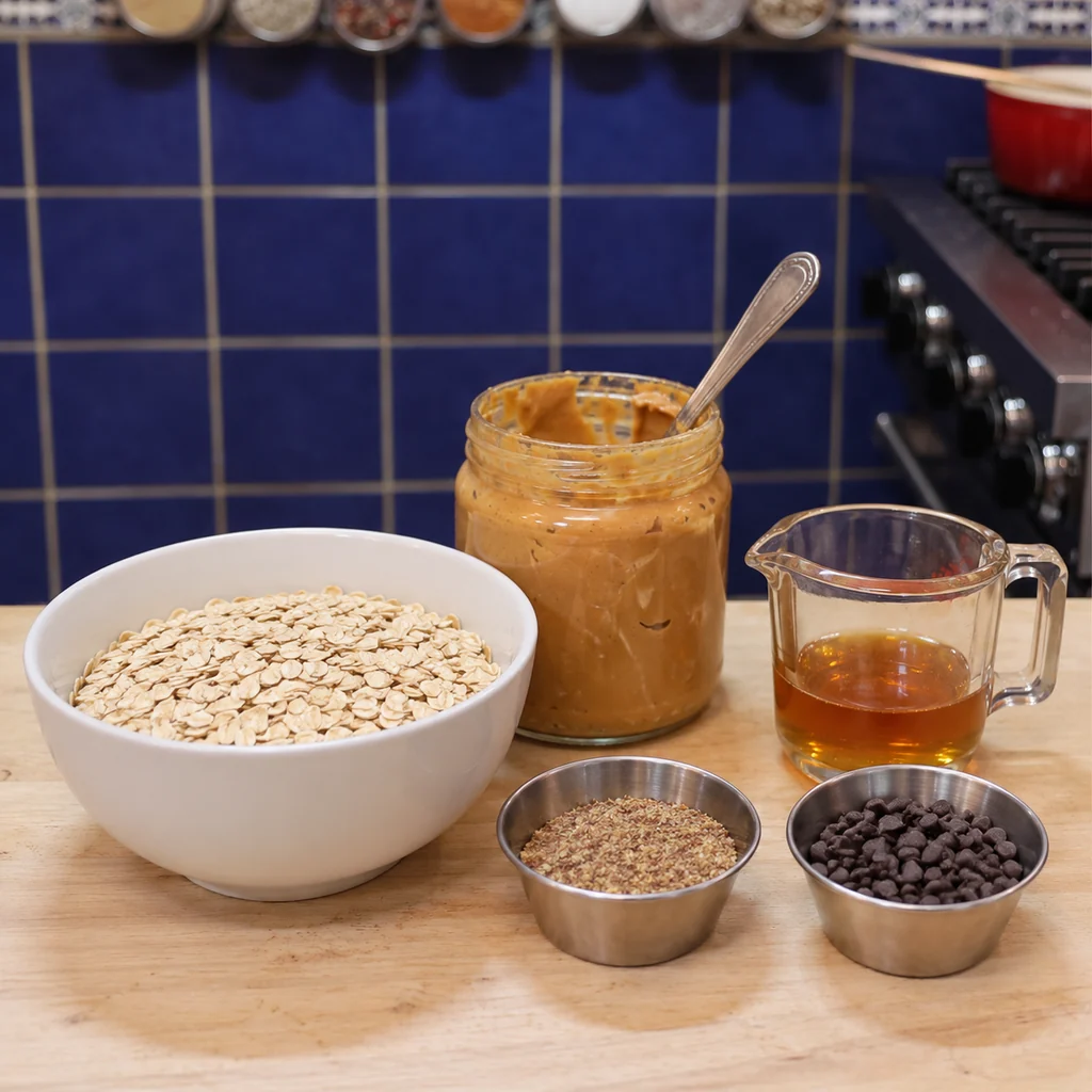 no bake peanut butter oat energy balls, ingredients
