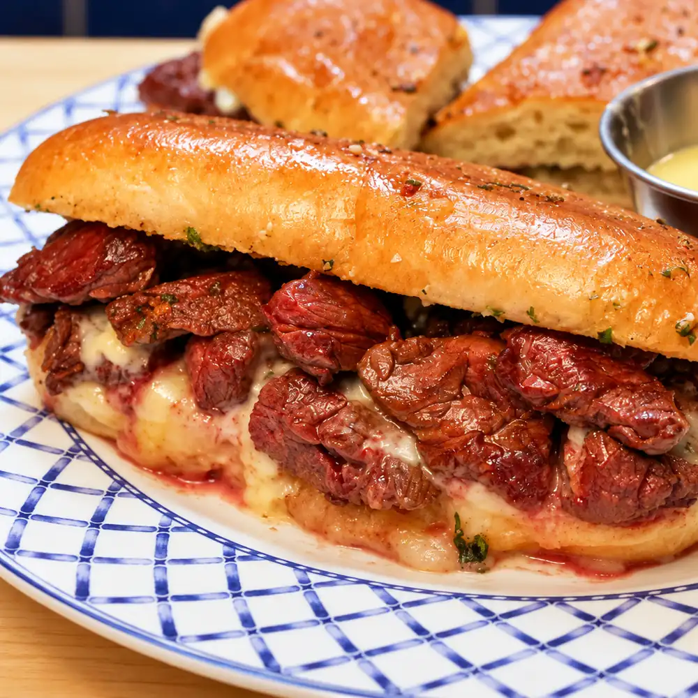 philly cheesesteak, finished dish