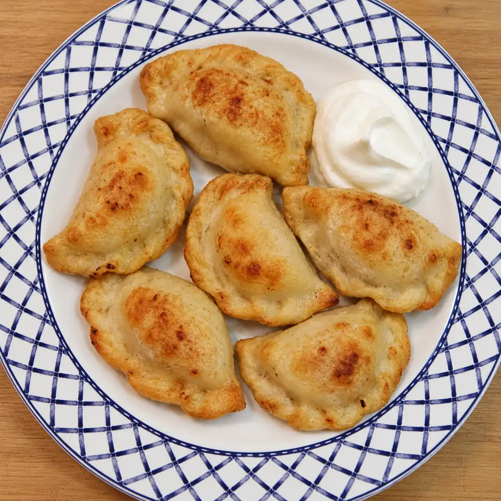 pierogis surgeles friteuse air, plat fini