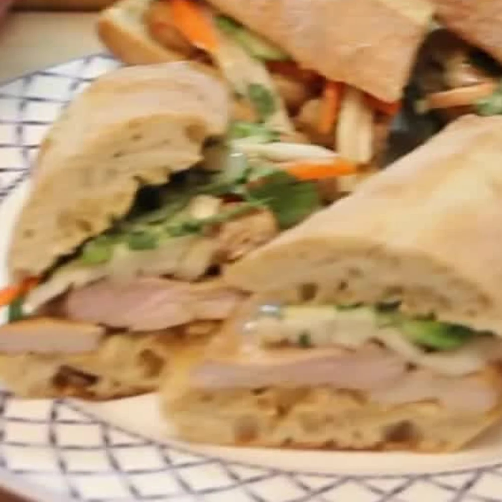 pork banh mi, finished dish