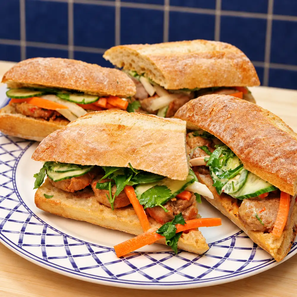 pork banh mi, finished dish