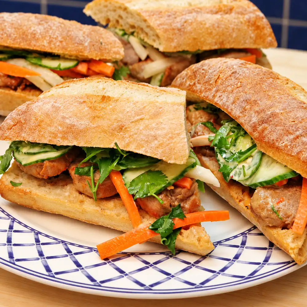 pork banh mi, finished dish