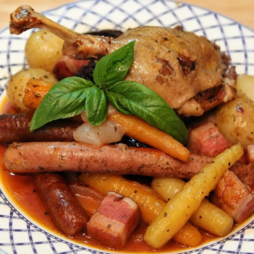potee chou rouge confit canard saucisses, plat fini