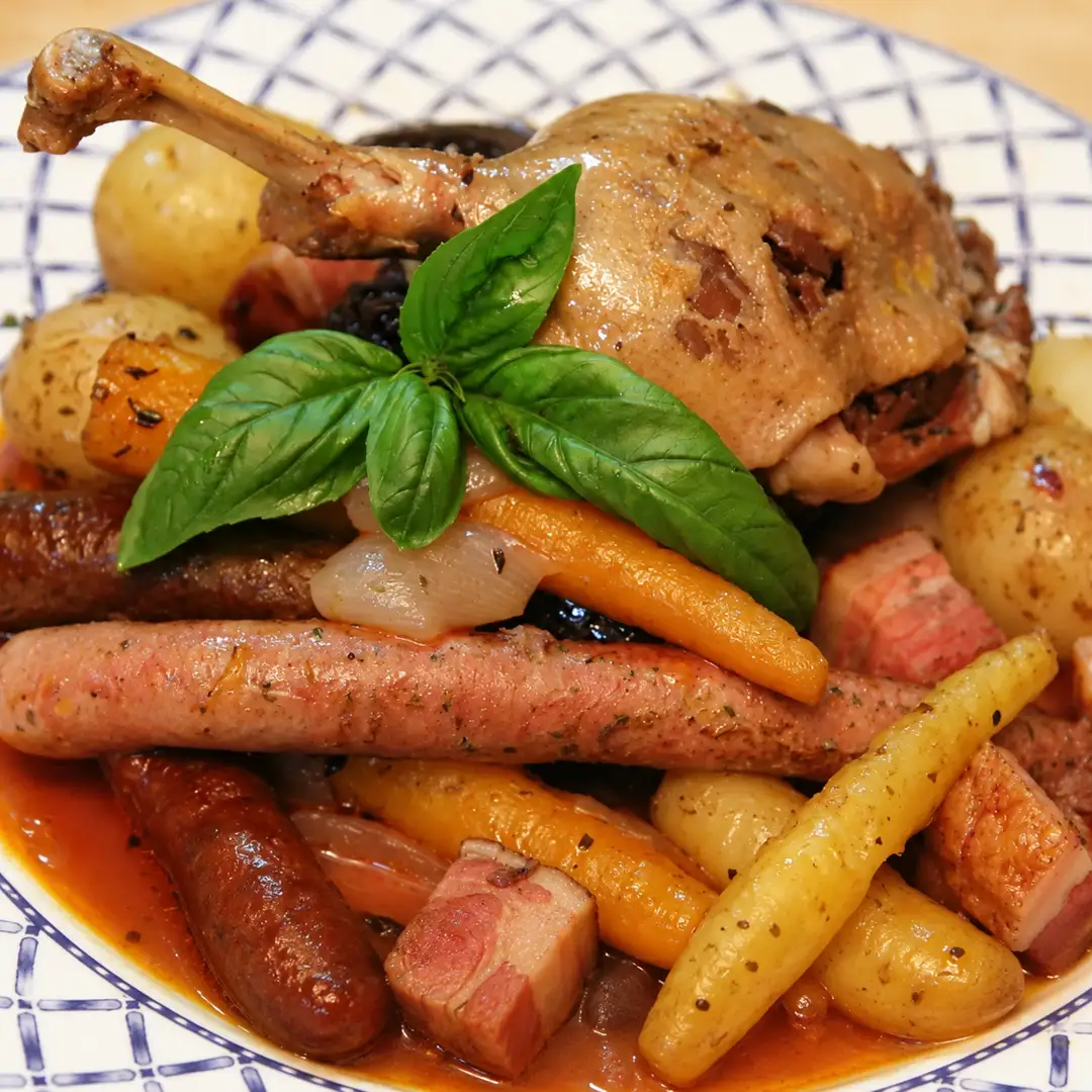 potee chou rouge confit canard saucisses, plat fini