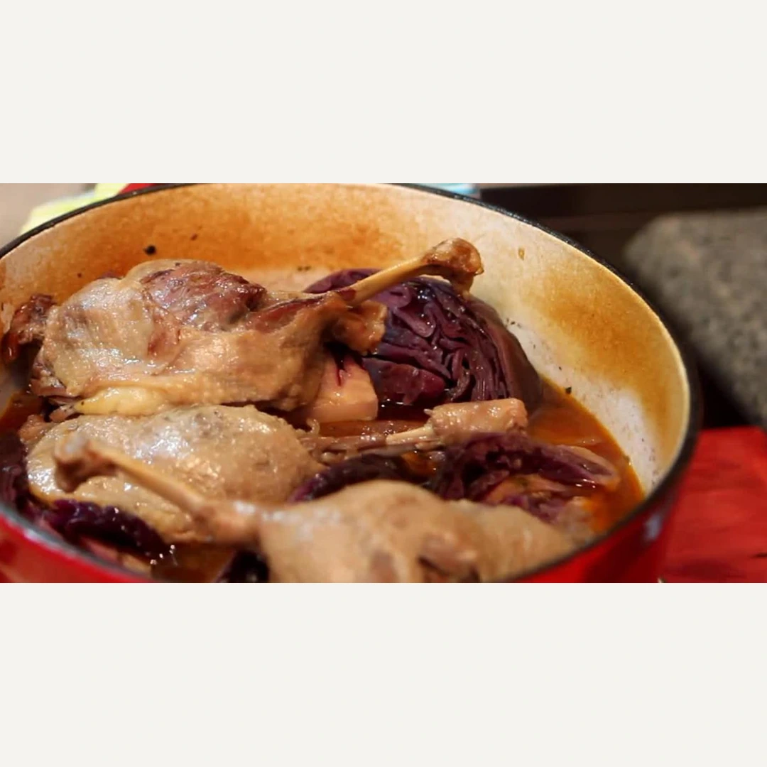 potee chou rouge confit canard saucisses, étape 5