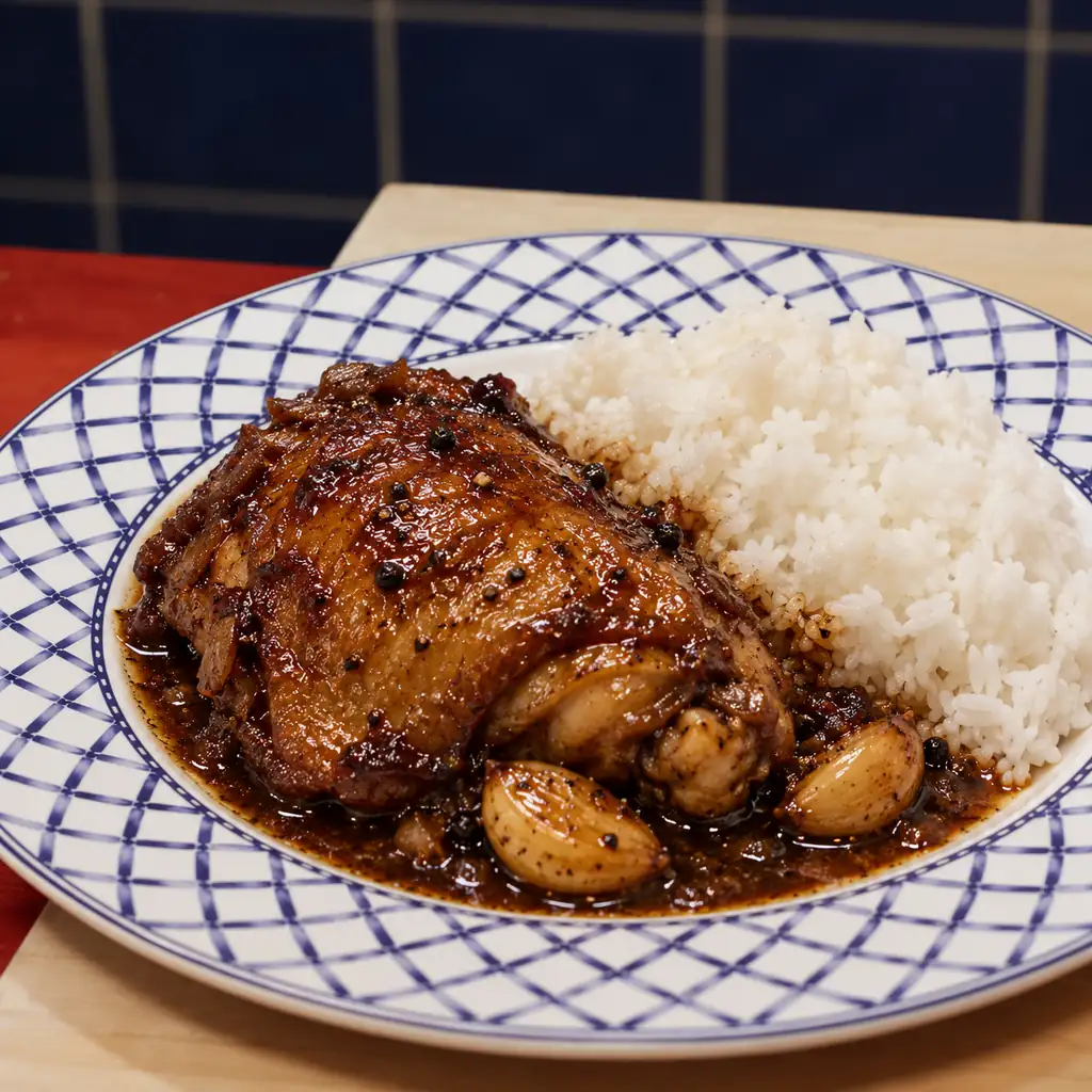 poulet adobo philippin, plat fini
