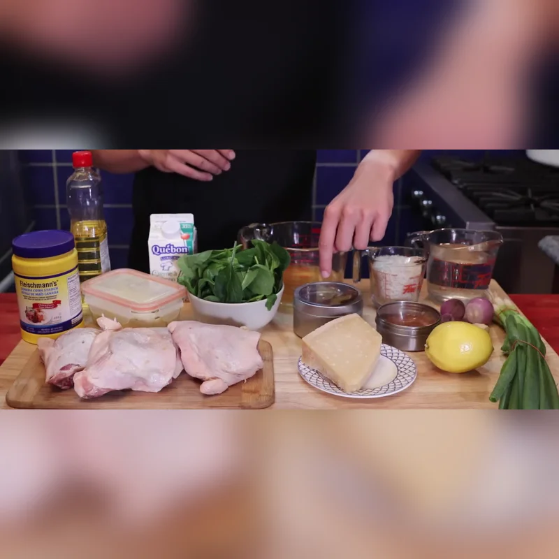 poulet cajun sauce parmesan epinards, ingredients