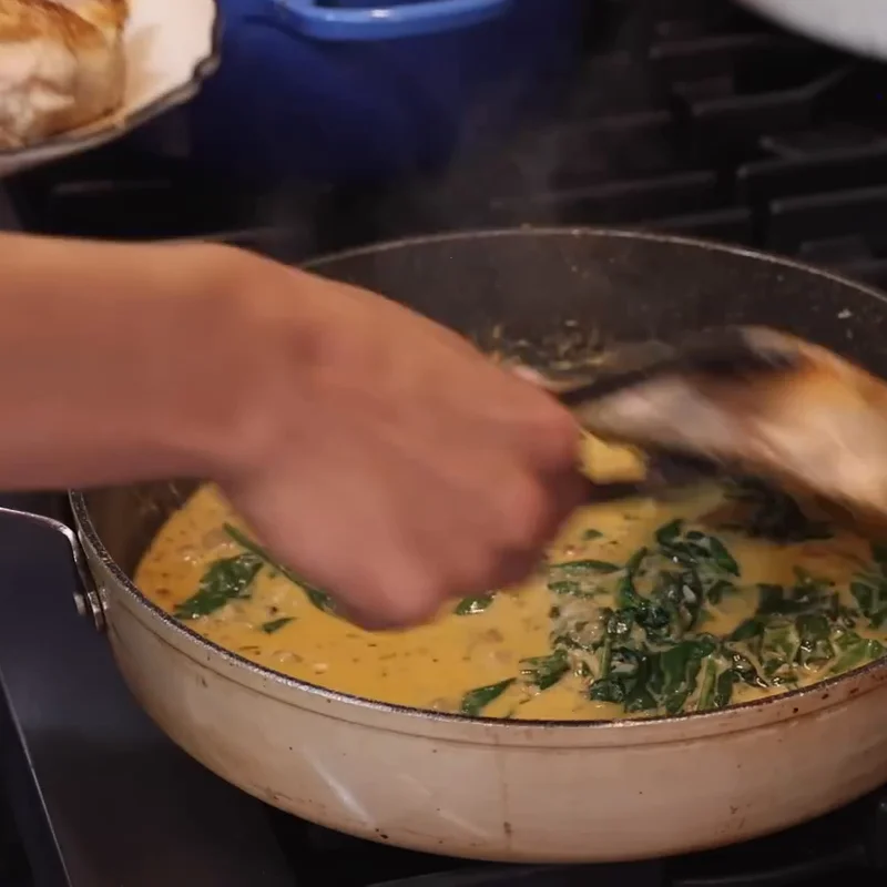 poulet cajun sauce parmesan epinards, étape 8