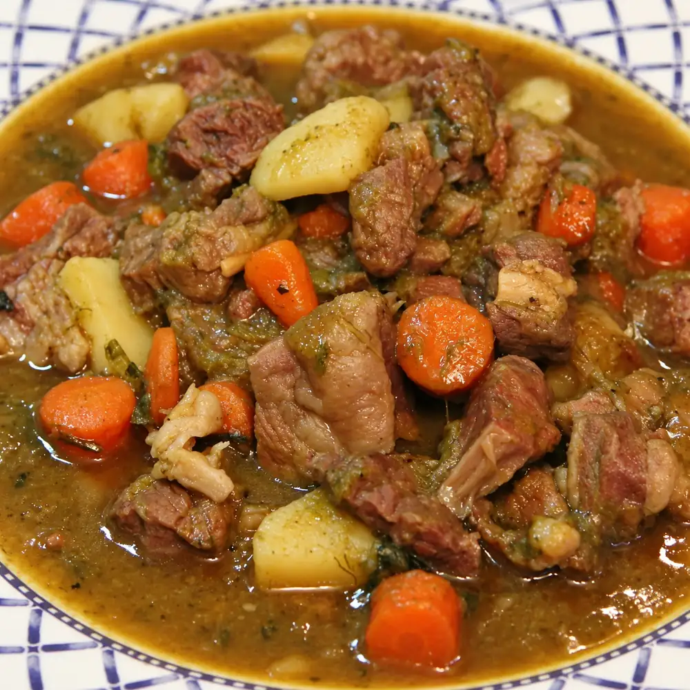 Rago&ucirc;t irlandais d&rsquo;agneau aux pommes de terre carottes et poireaux