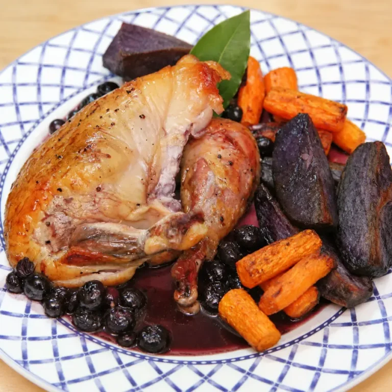 Roast Guinea Fowl with Blueberry Maple Sauce