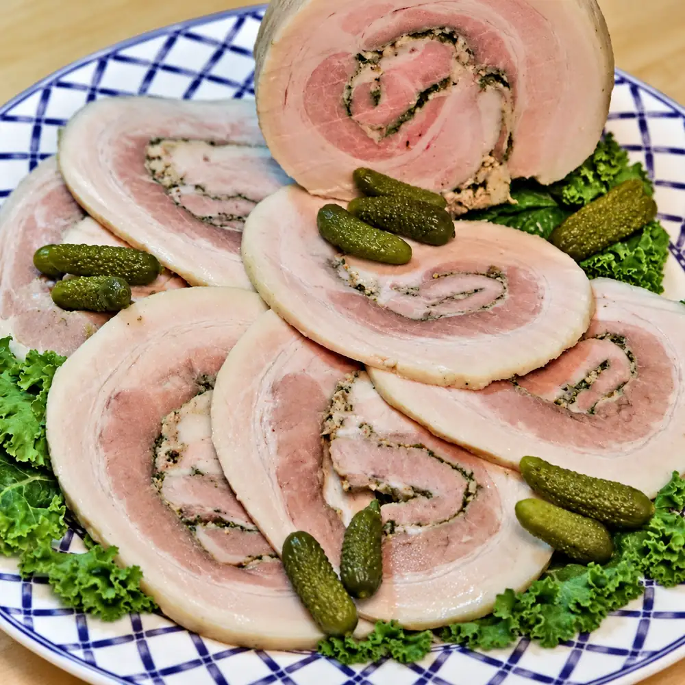 roulade porc froide ail herbes provence, plat fini