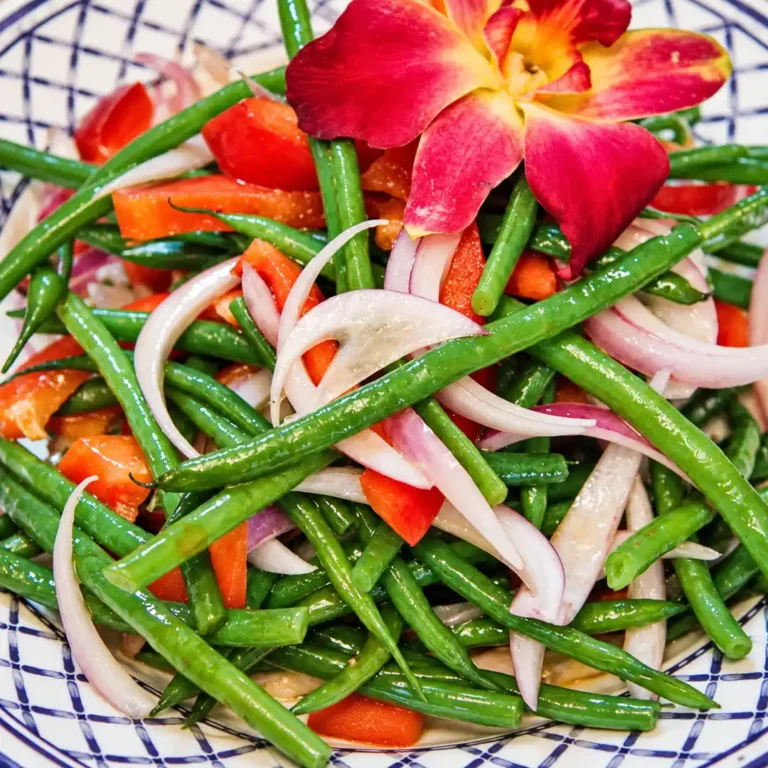 Salade de haricots verts à la vinaigrette de framboise