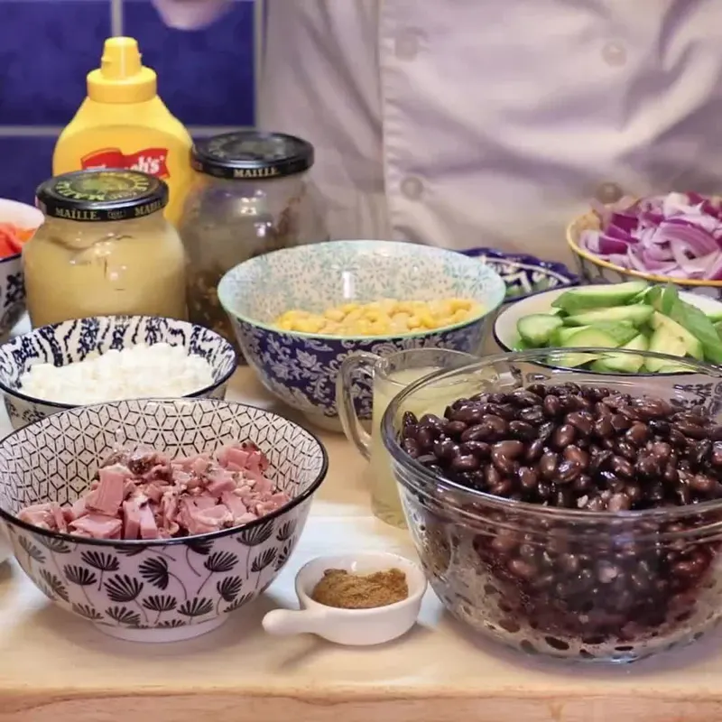 salade jambon haricots noirs mais, ingredients