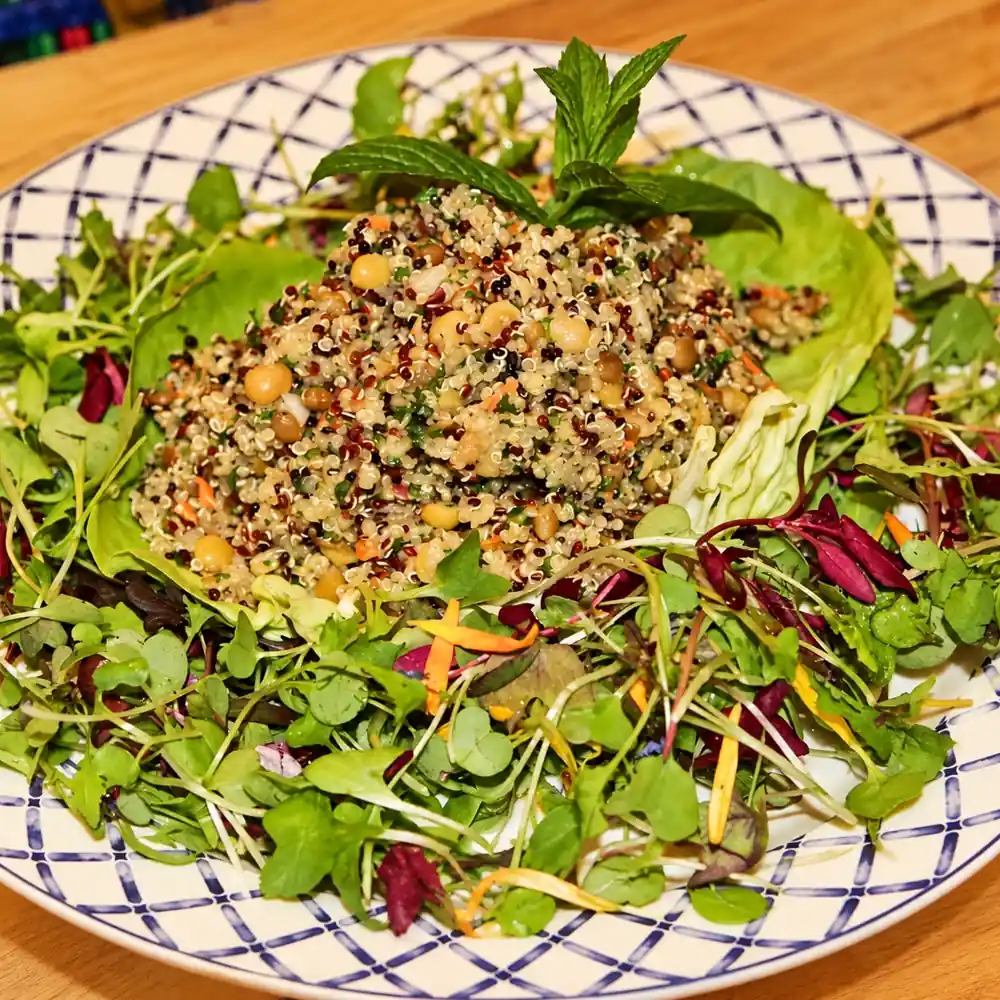 salade lentilles quinoa citron dijon, plat fini