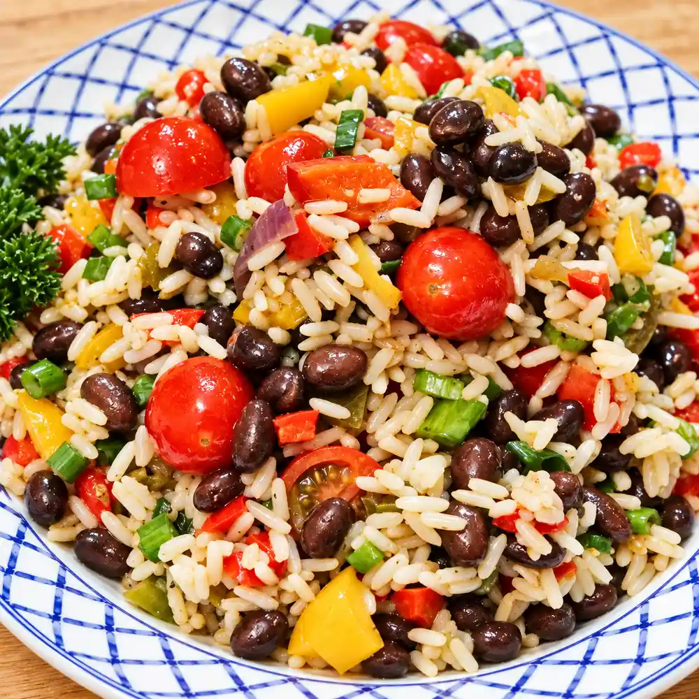 salade riz cubaine haricots noirs lime, plat fini
